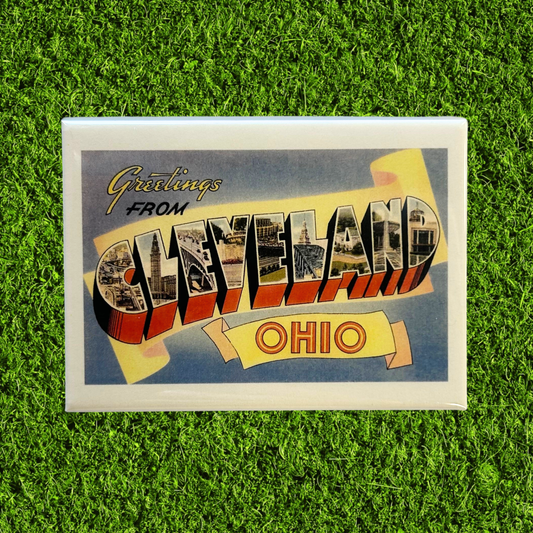 Greetings from Cleveland Banner Magnet