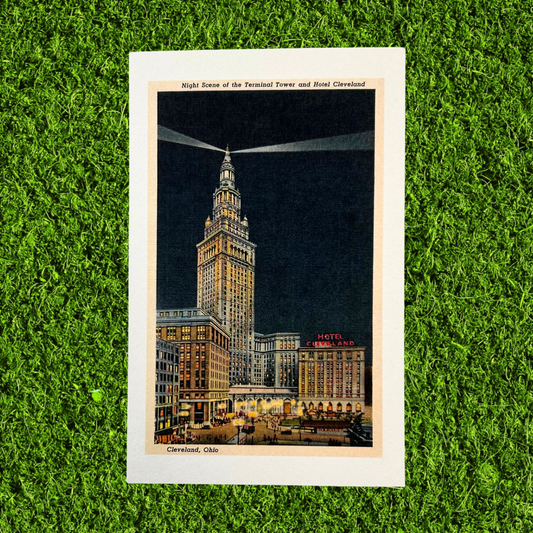 Cleveland Terminal Tower at Night Postcard