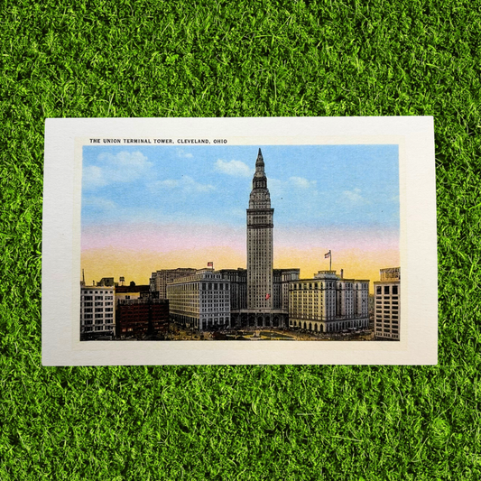 Cleveland Terminal Tower Sunset Postcard