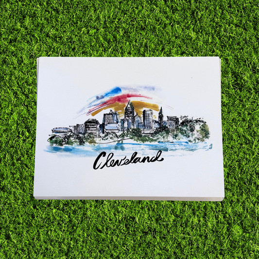 Cleveland Skyline Line Drawing Card