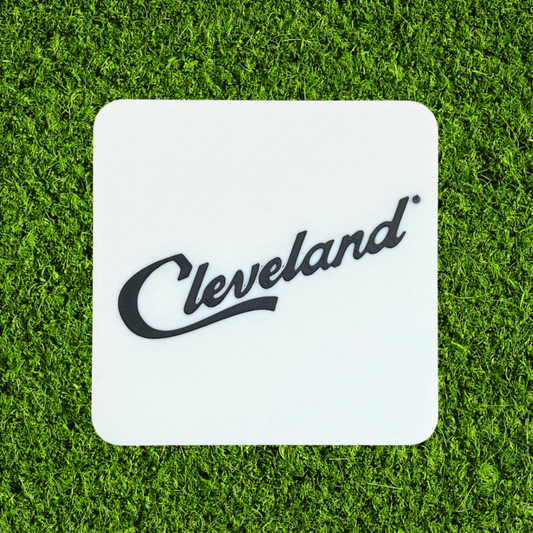 3D Printed White Cleveland Script Coaster