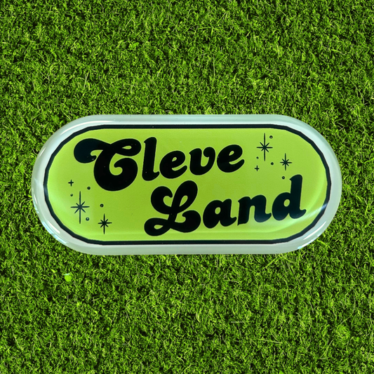 Retro Cleve Land Oval Acrylic Magnet