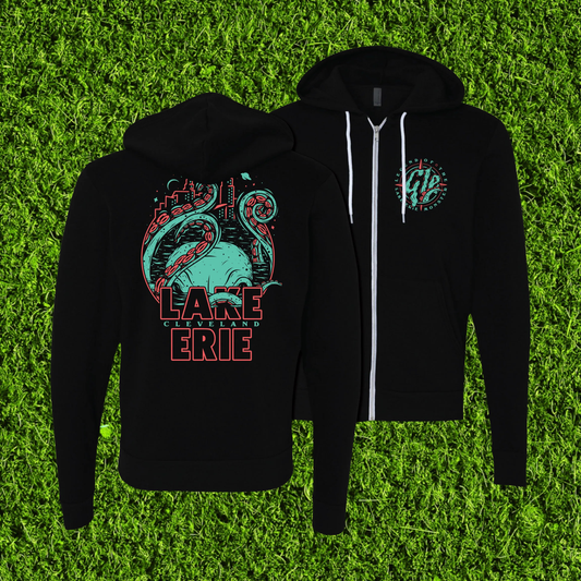 Legend of the Lake Erie Monster Black Zip-Up Hoodie