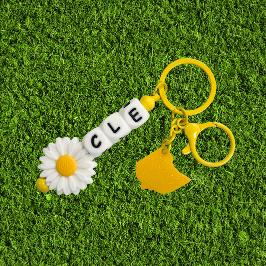 Yellow CLE Ohio Chunky Bead Keychain