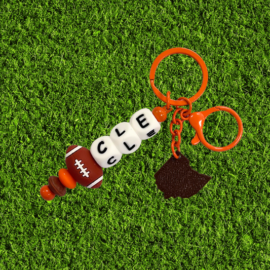 CLE Ohio Football Chunky Bead Keychain