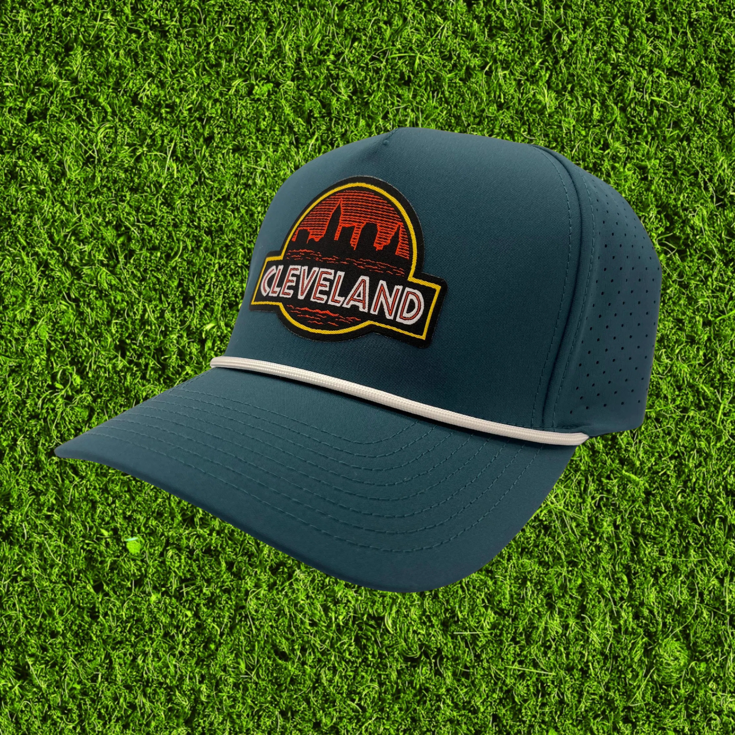 Jurassic Land Dark Teal/White Perforated Hat