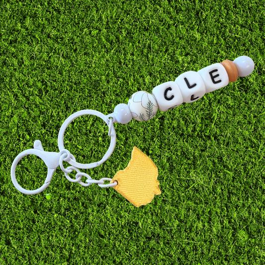Fall Florals CLE Ohio Chunky Bead Keychain