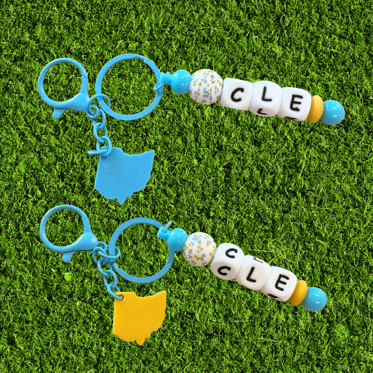 Spring Florals CLE Ohio Chunky Bead Keychain