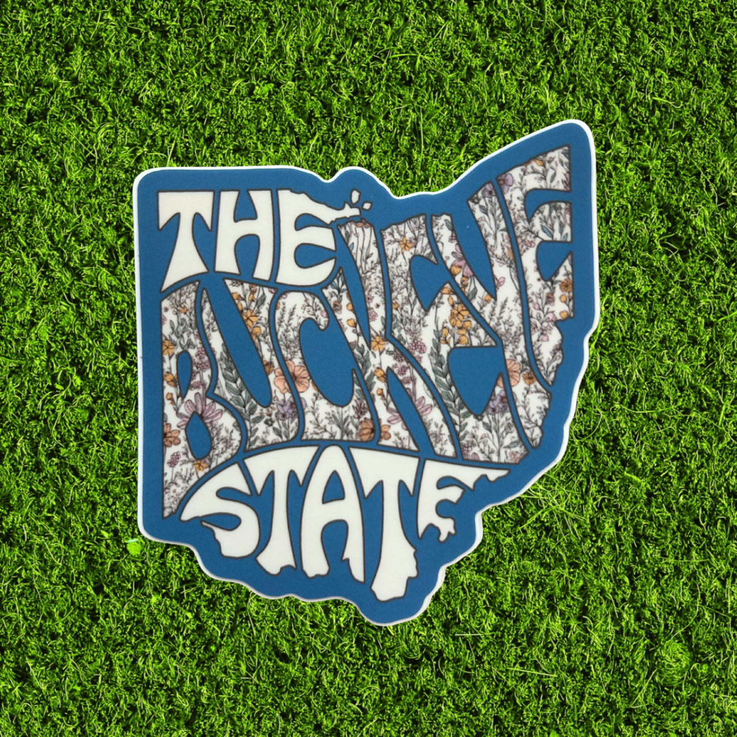 The Buckeye State Blue Floral Sticker