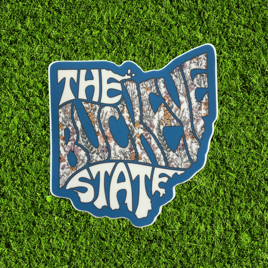 The Buckeye State Blue Floral Sticker
