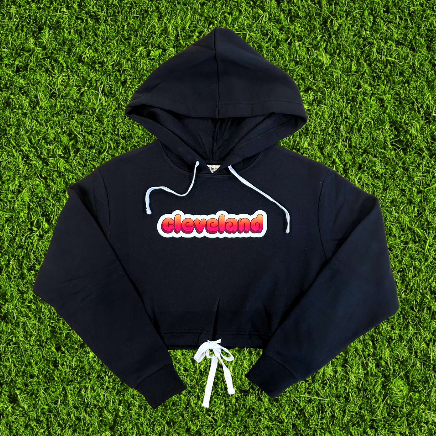 Women's Mod Cleveland Black Cropped Hoodie