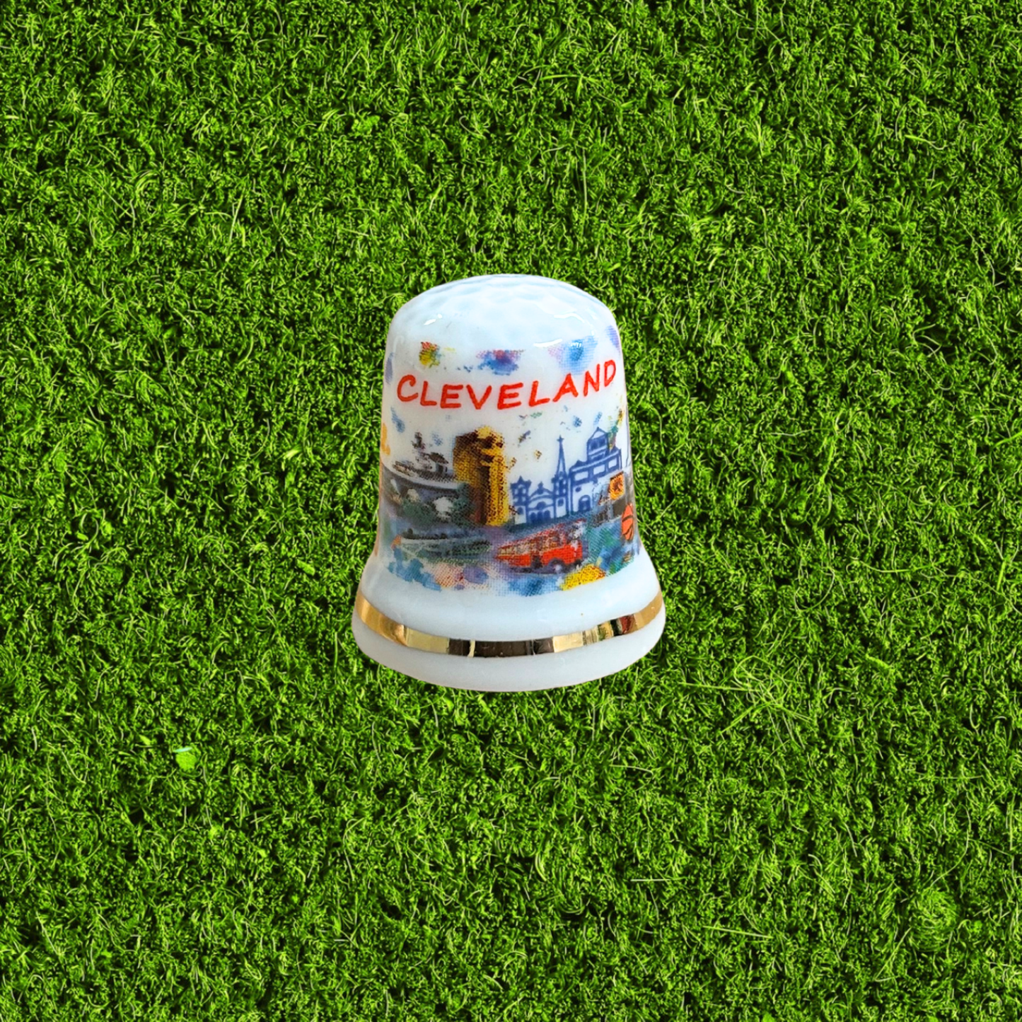 Cleveland Watercolor Skyline Thimble