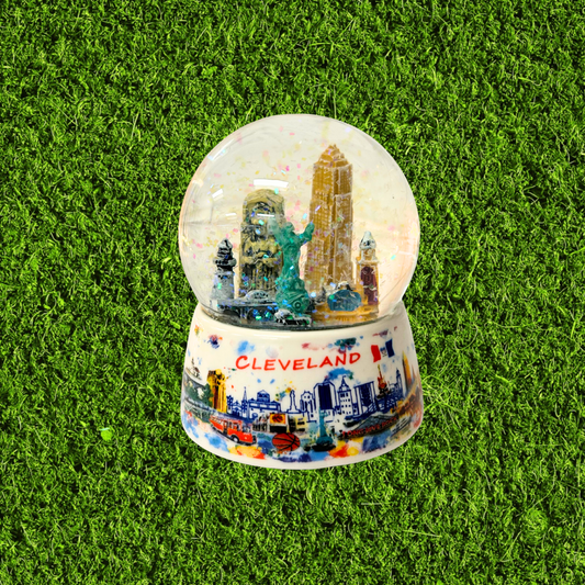 Cleveland Watercolor Skyline Snow Globe