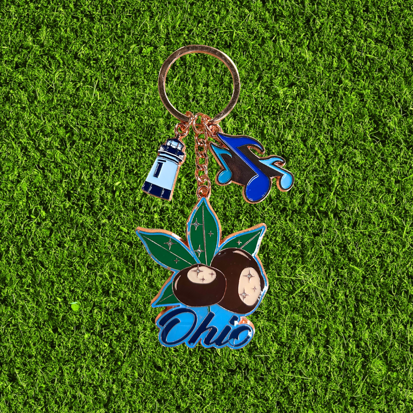 Ohio Buckeye Rose Gold Keychain