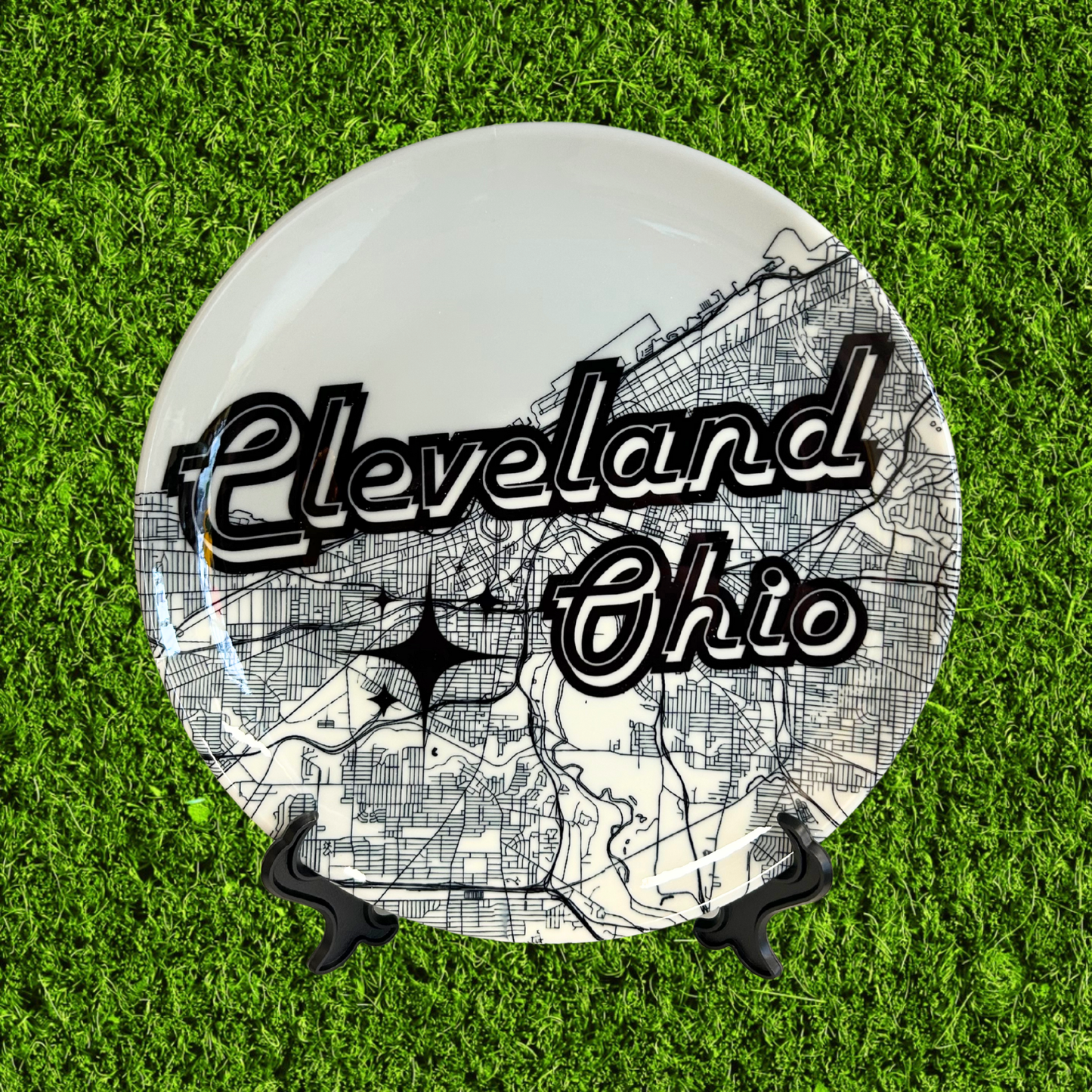 Downtown Cleveland Map 8in Ceramic Plate