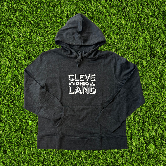 Men's Black and White Check Cleveland Charcoal Hoodie