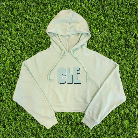 Women's CLE Seafoam Green Cropped Hoodie