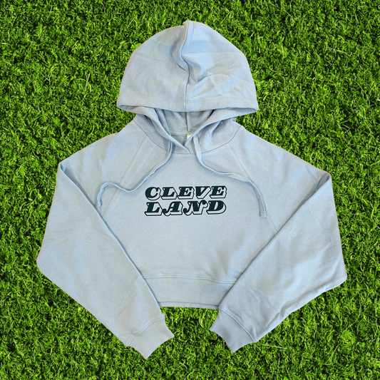 Women's Block Cleveland Light Blue Cropped Hoodie