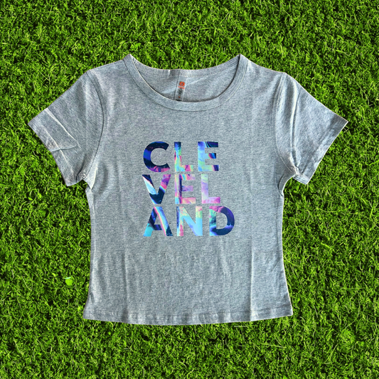 CLE VEL AND Mirror Grey Crop Top