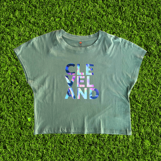 CLE VEL AND Mirror Green Crop Top