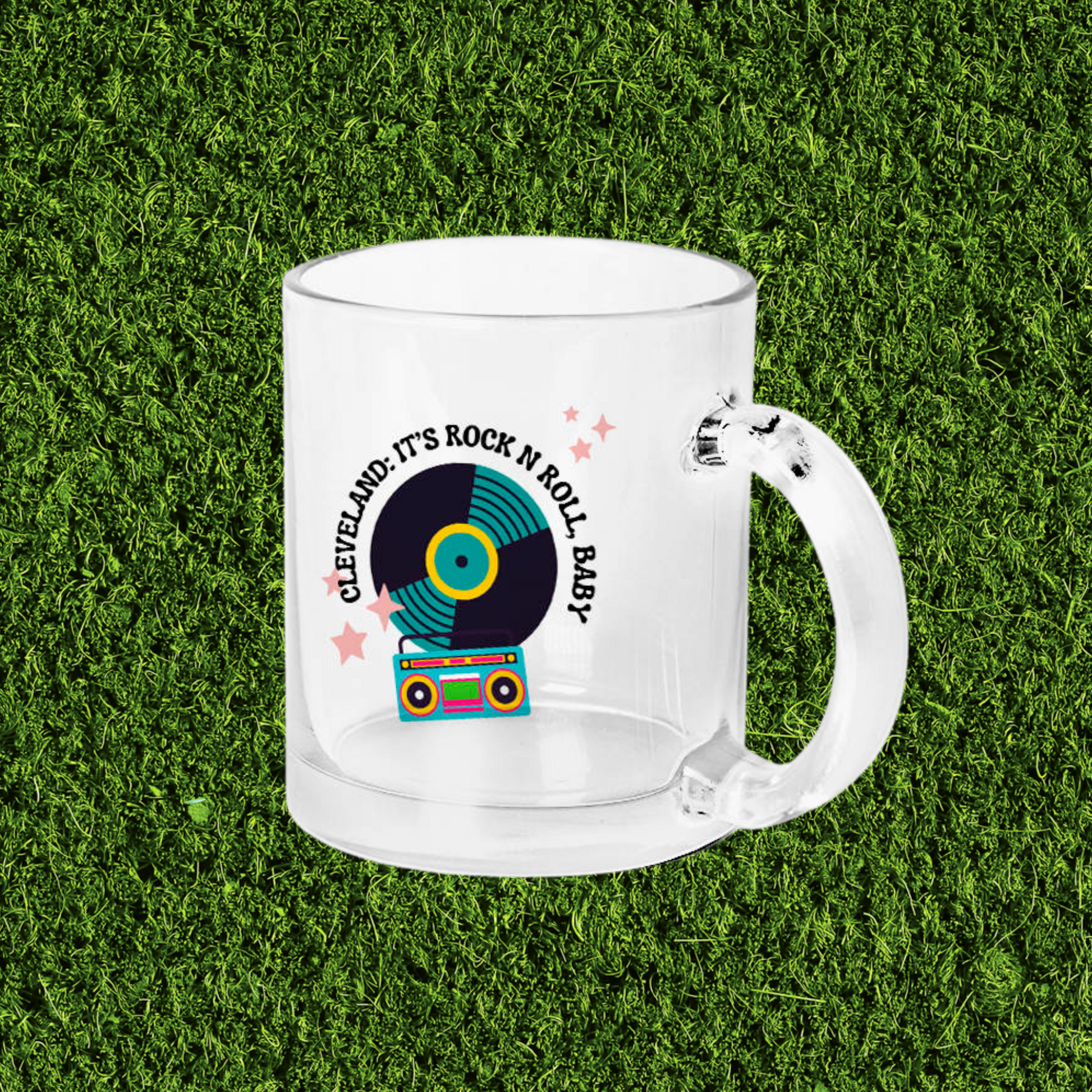 rock and roll vinyl boombox mug