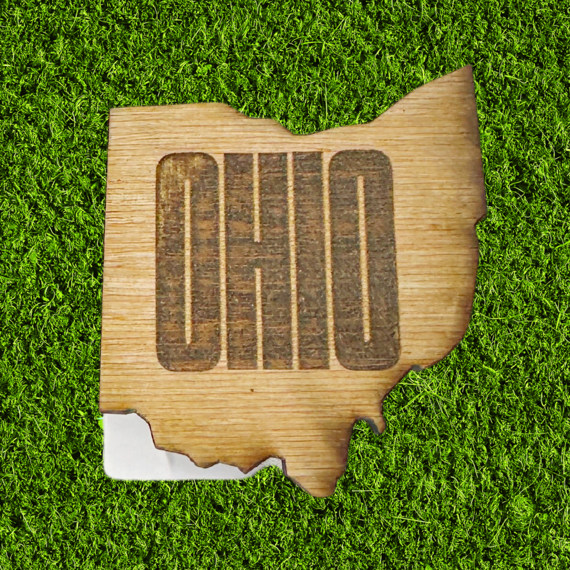 ohio wood cut engraved magnet