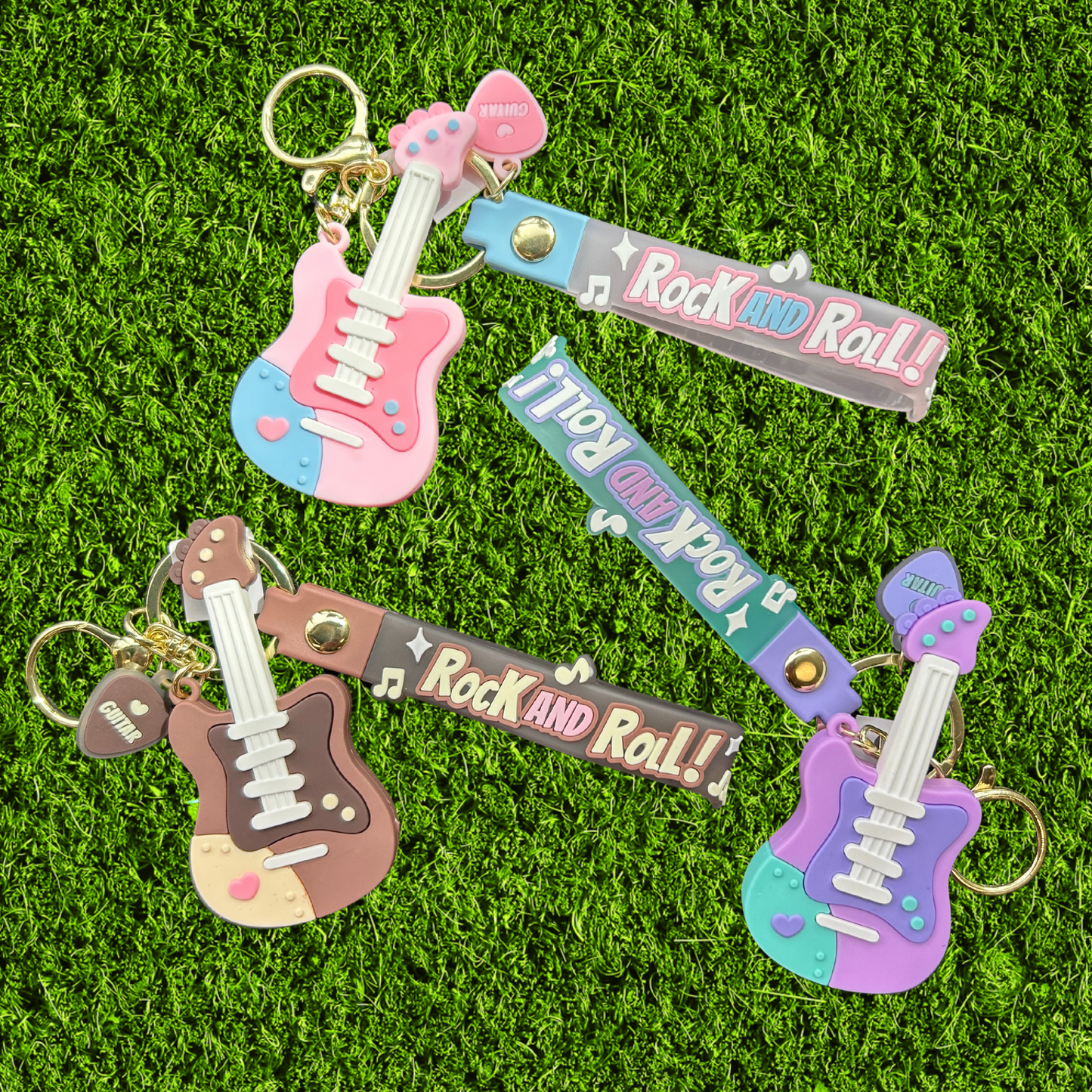 Rock N Roll Guitar Silicone Keychain