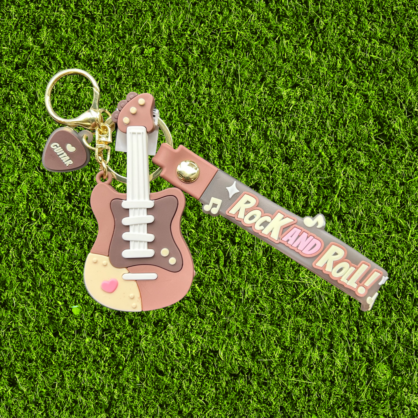 Rock N Roll Guitar Silicone Keychain