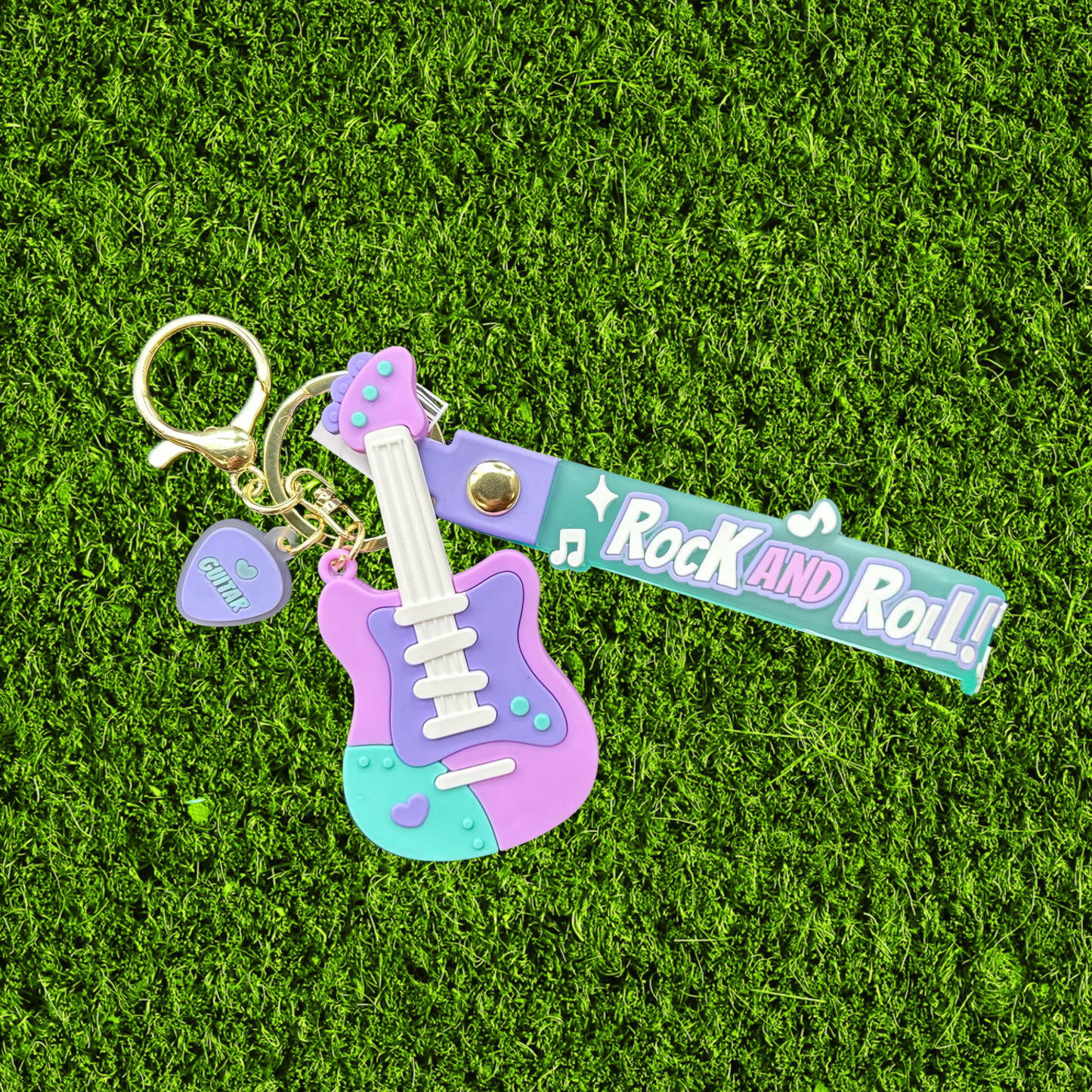 Rock N Roll Guitar Silicone Keychain