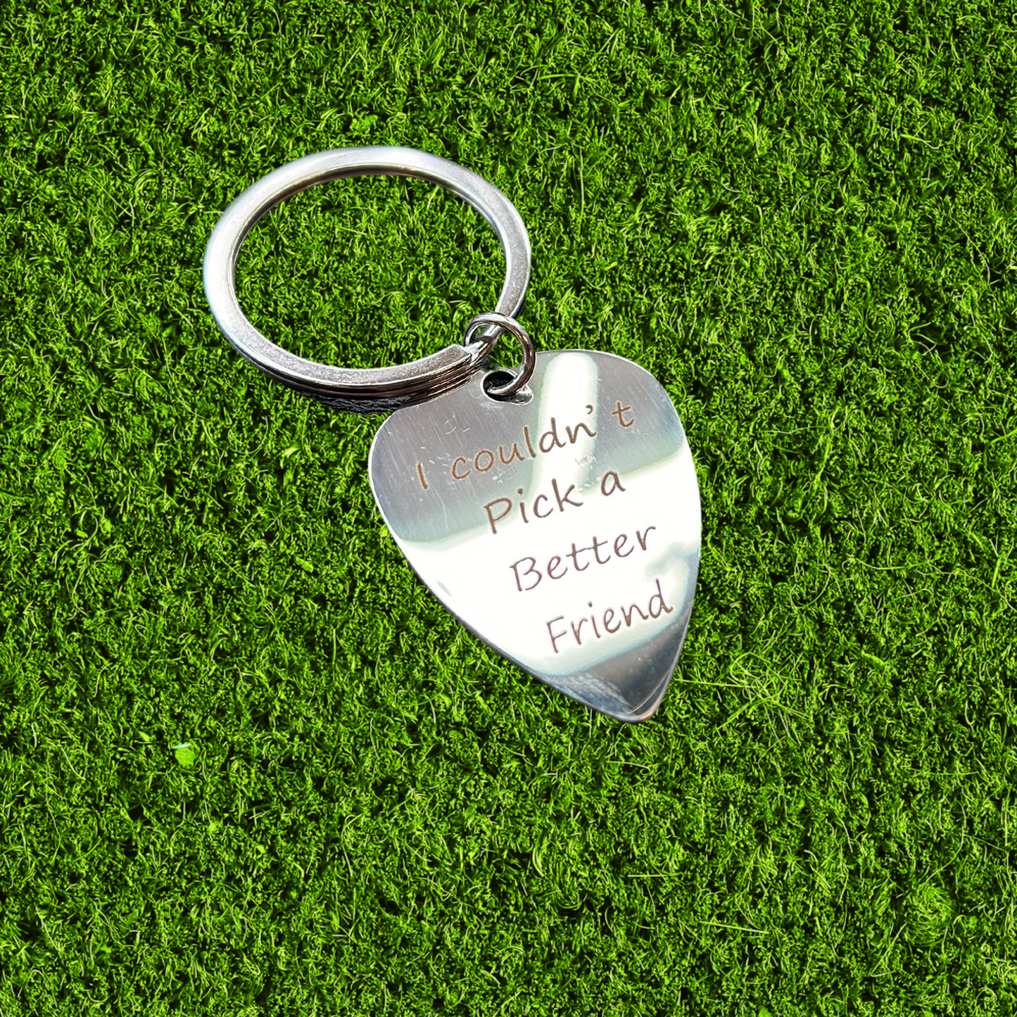 Friendly Message Guitar Pick Keychain