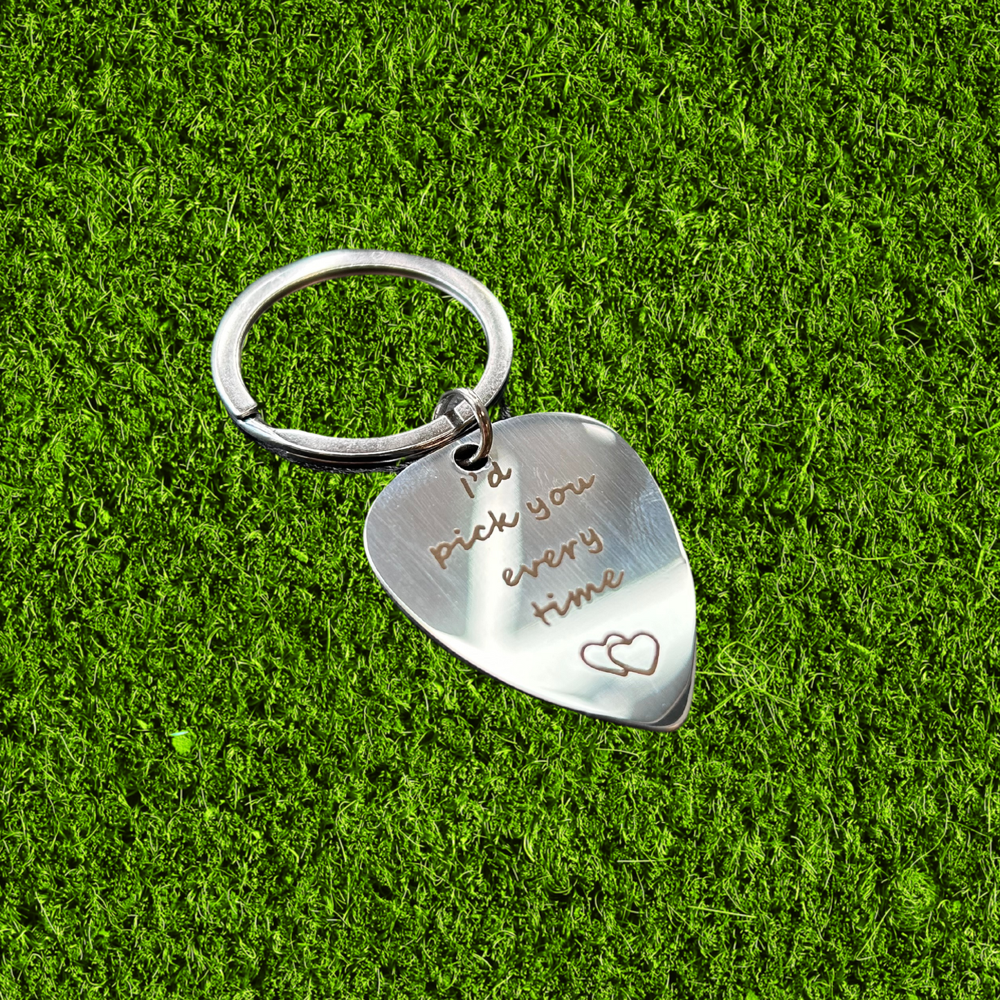 Friendly Message Guitar Pick Keychain