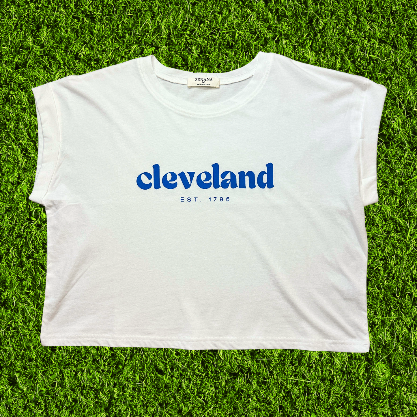 Women's Cleveland Est. 1796 Rolled Sleeve Cotton Crop T