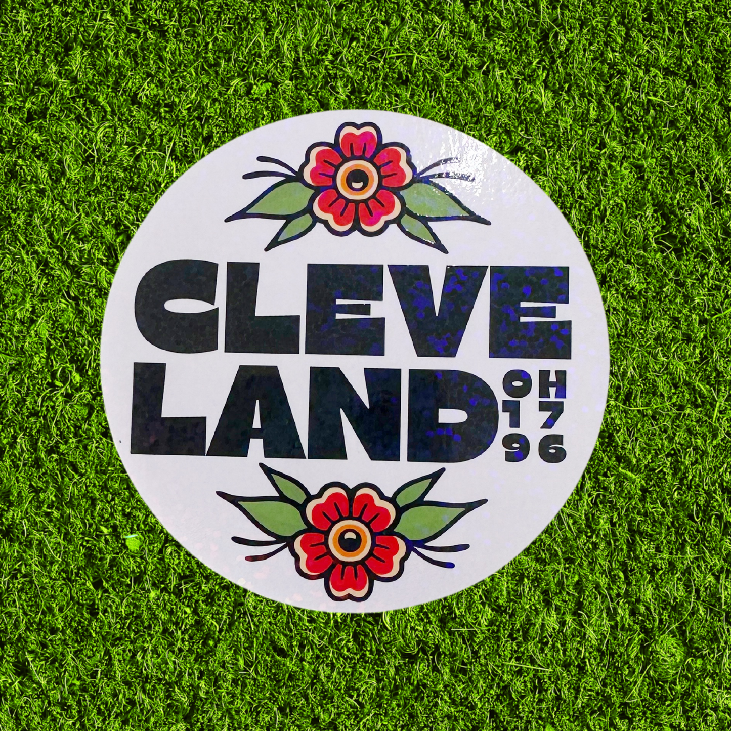 Cleveland Traditional Tattoo Flower Glitter Sticker