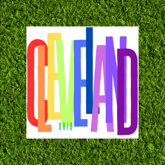 Rainbow Cleveland Acrylic Magnet