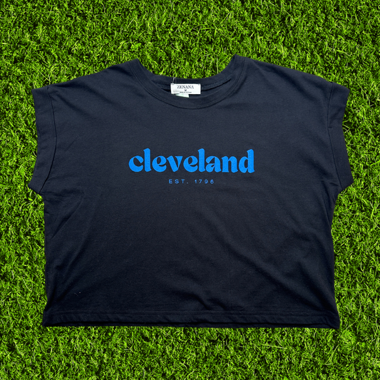 Women's Cleveland Est. 1796 Rolled Sleeve Cotton Crop T