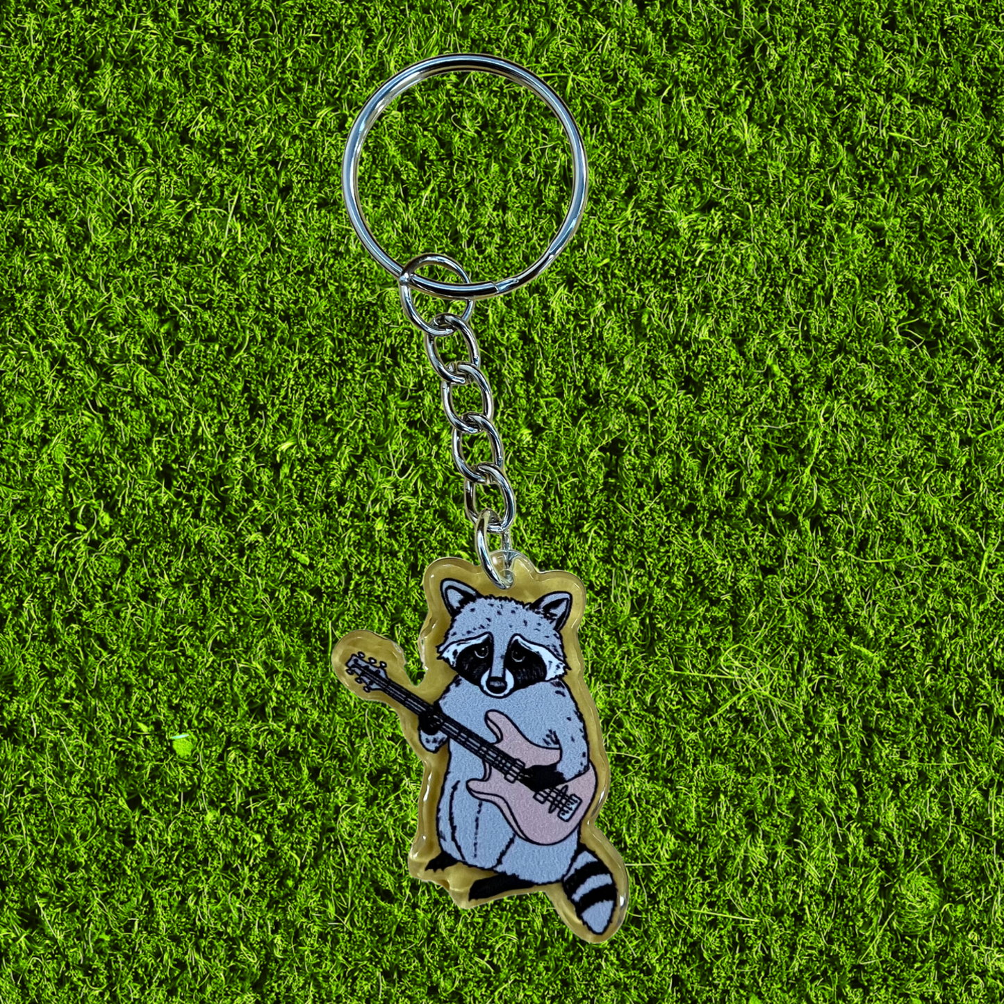 Rock N Roll Raccoon Keychain