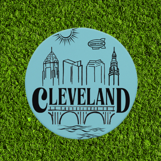 Blue City Scape Ceramic Coaster