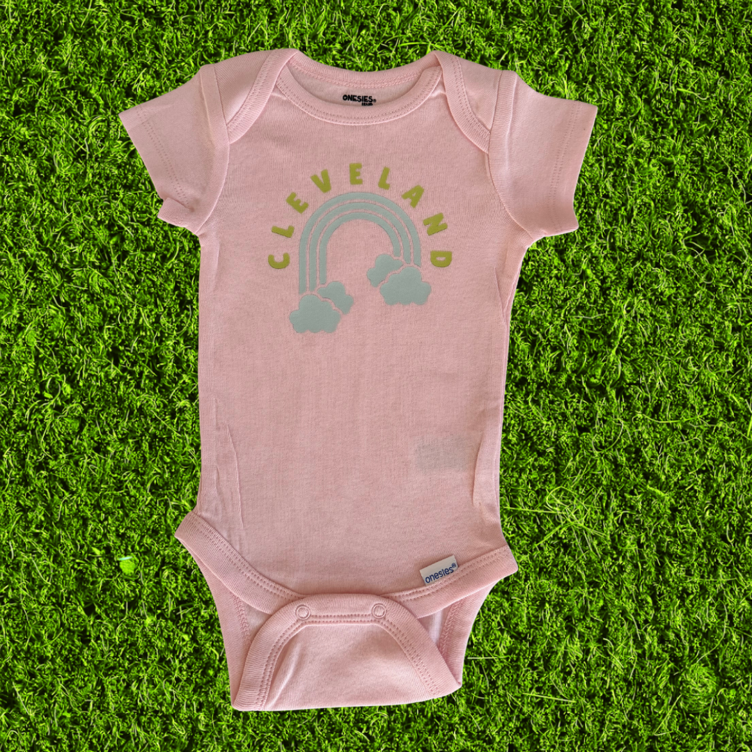 Cleveland Rainbow Pink Baby Onesie
