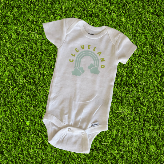 Cleveland Blue Rainbow White Baby Onesie
